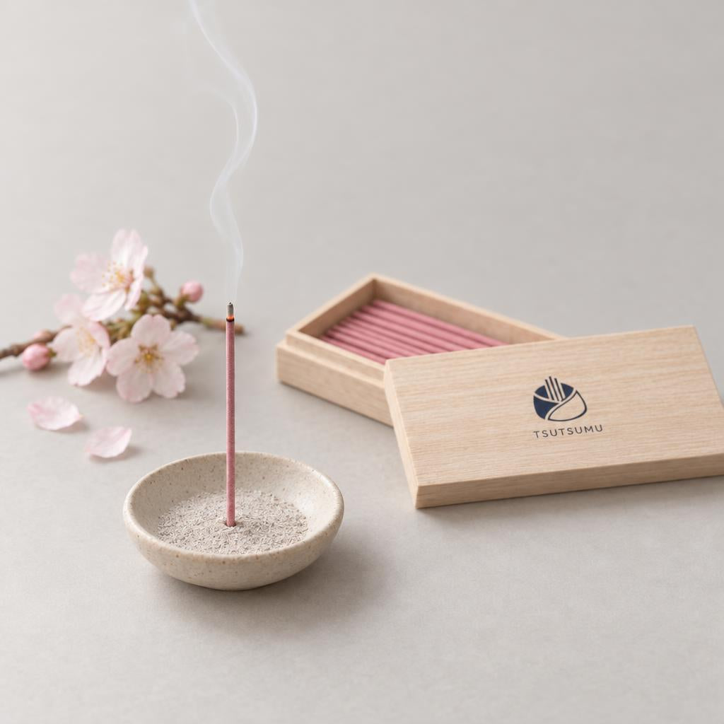 桜のお線香を焚いているところ